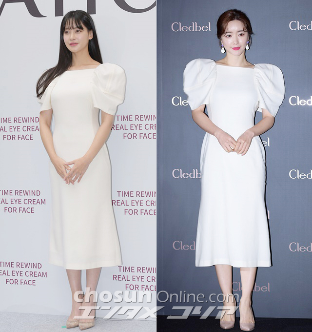 Oh Yeon-seo, Hong Soo-ah Accentuate Femininity in Same Puff Sleeve Dress