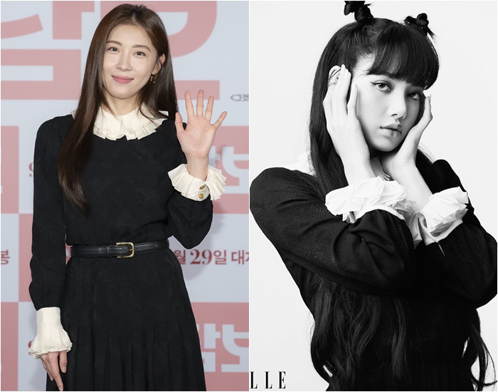Actress Ha Ji-won, Lisa of Black Pink Get Contrasting Looks from Same Black Midi Dress